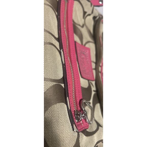 Authentic Coach Signature Poppy Backpack Tan Canvas/Pink Leather Trim F22948 - Picture 4 of 16